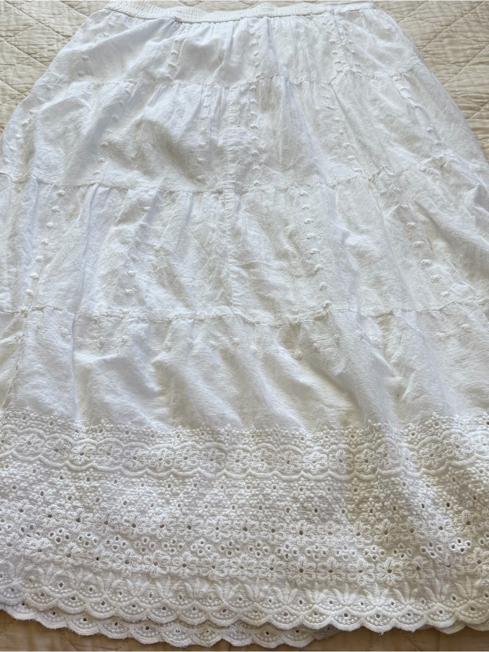 Studio West White Cotton Maxi Skirt M Eyelet Embroidery Lace Boho - Picture 5 of 12